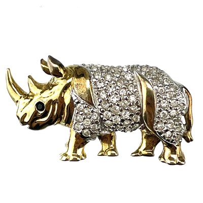 Lot 209 - A French silver gilt paste set brooch in the form of a Rhino.
