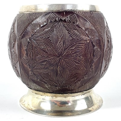 Lot 210 - A Georgian silver mounted coconut cup.