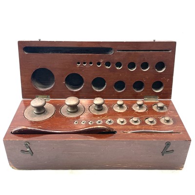 Lot 111 - A cased set of metric brass weights, the box...