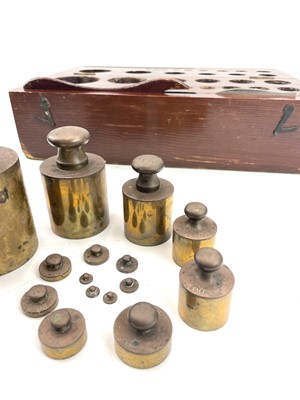 Lot 111 - A cased set of metric brass weights, the box...