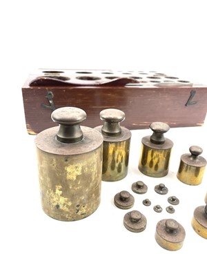 Lot 111 - A cased set of metric brass weights, the box...