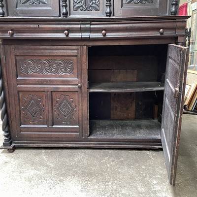Lot 50 - An oak court cupboard, partly 17th century.