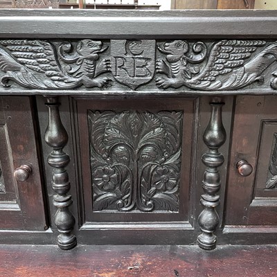 Lot 50 - An oak court cupboard, partly 17th century.