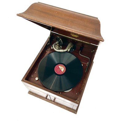 Lot 112 - An HMV model 109 tabletop mahogany gramophone,...