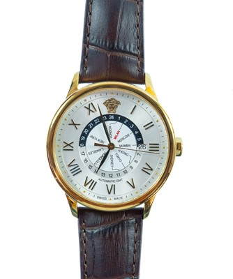 Lot 295 - A Versace automatic GMT gentleman's gold plated gentleman's wristwatch.