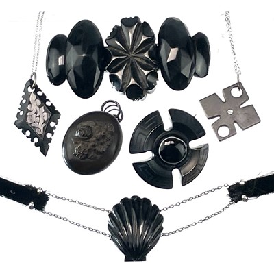 Lot 233 - A collection of Whitby Jet jewellery.