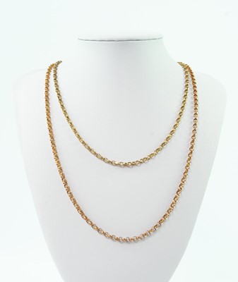 Lot 62 - Two 9ct gold belcher link necklaces, one in rose gold.