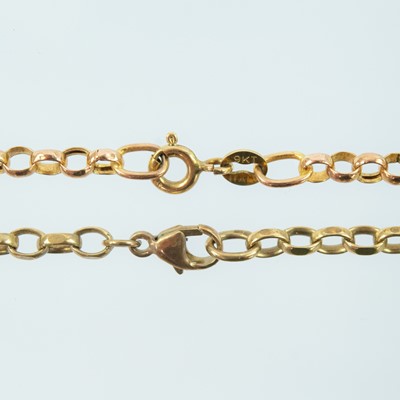 Lot 62 - Two 9ct gold belcher link necklaces, one in rose gold.