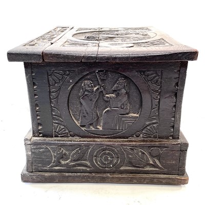 Lot 117 - A small carved oak box, late 17th/early 18th century.