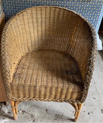 Lot 426 - Two pairs of wicker chairs and a wicker sofa.