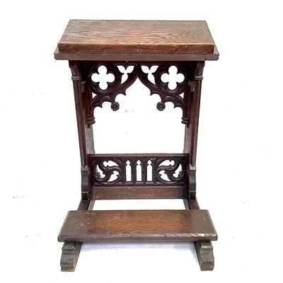 Lot 118 - A Gothic oak prayer stool, circa 1900.