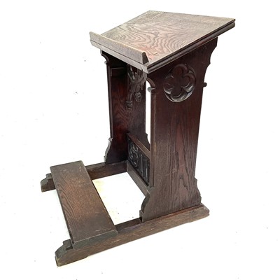 Lot 118 - A Gothic oak prayer stool, circa 1900.