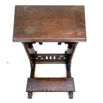 Lot 118 - A Gothic oak prayer stool, circa 1900.