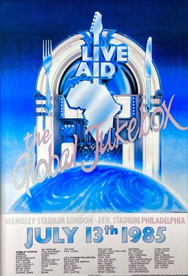 Lot 42 - An original Live Aid 'The Global Jukebox' poster.