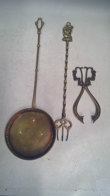 Lot 6 - A Brass Chestnut roaster,Toasting Fork and...