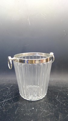 Lot 77 - Glass and silver plate ice bucket, handmade in...