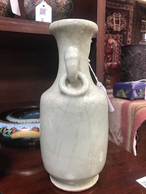 Lot 61 - A Chinese celadon crackle glaze vase.