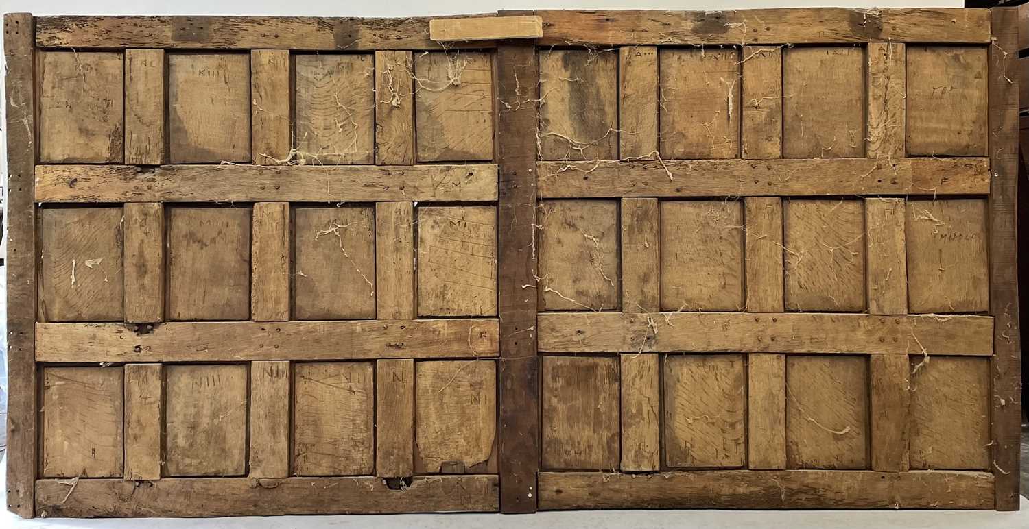Lot 109 Two large sections of oak room panelling,