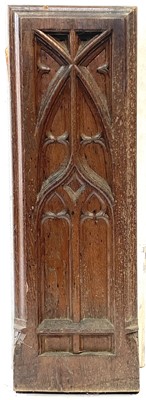 Lot 113 - Nine Victorian carved oak pew ends.