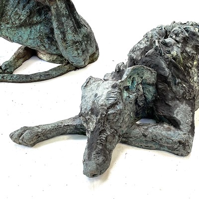 Lot 621 - Rosemary COOK (XX-XXI) Seated Whippet Bronzed...