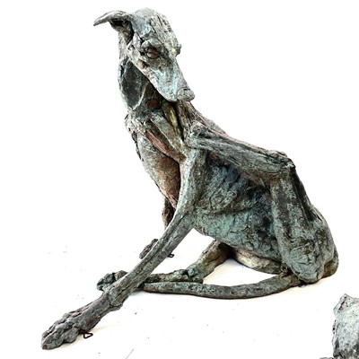Lot 621 - Rosemary COOK (XX-XXI) Seated Whippet Bronzed...