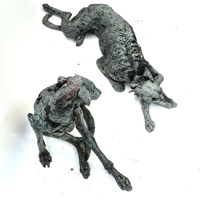 Lot 621 - Rosemary COOK (XX-XXI) Seated Whippet Bronzed...