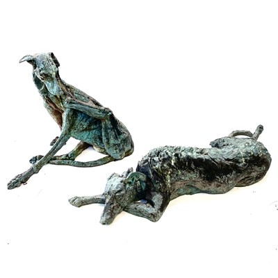 Lot 621 - Rosemary COOK (XX-XXI) Seated Whippet Bronzed...