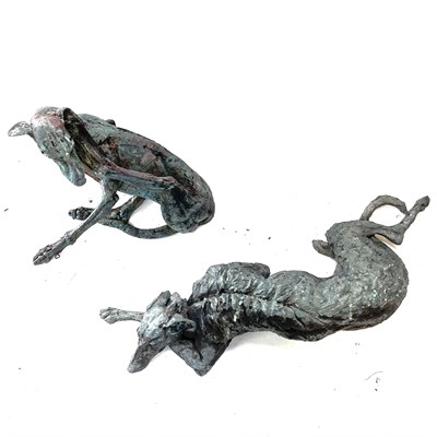 Lot 621 - Rosemary COOK (XX-XXI) Seated Whippet Bronzed...