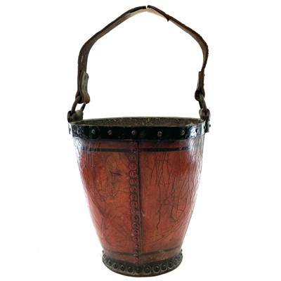 Lot 121 - A painted red leather fire bucket, 19th century