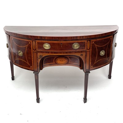 Lot 1851 - A George III mahogany, satinwood banded, and...