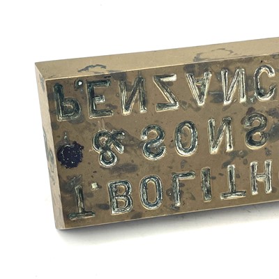 Lot 184 - A Bolitho & Sons Penzance brass tin hot mark,...