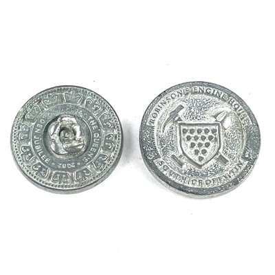 Lot 185 - Two South Crofty tin commemorative medallions,...