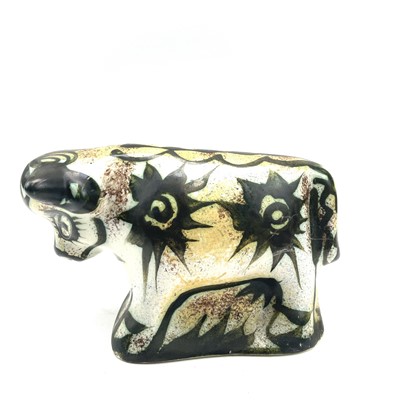 Lot 820 - A Celtic, Newlyn pottery bull decorated in the...