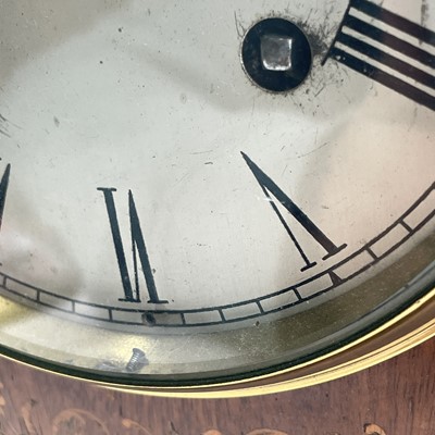 Lot 1713 - A mahogany and inlaid lancet shape mantel...