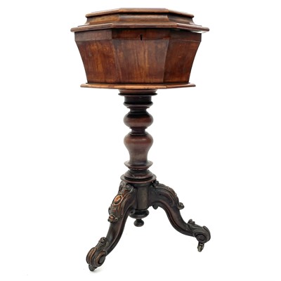 Lot 1820 - A Victorian walnut octagonal teapoy, the...