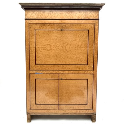 Lot 1845 - A Biedermeier burr maple secretaire chest,...