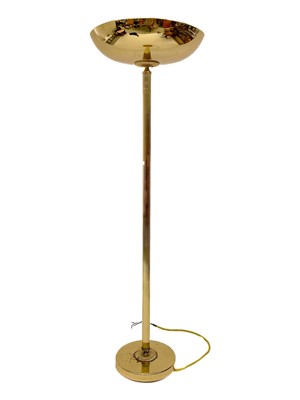 Lot 1839 - A modern gilt metal standard uplighter, with...