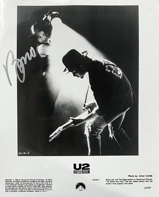 Lot 121 - A signed 'Bono' promotional photograph for the album Rattle and Hum.