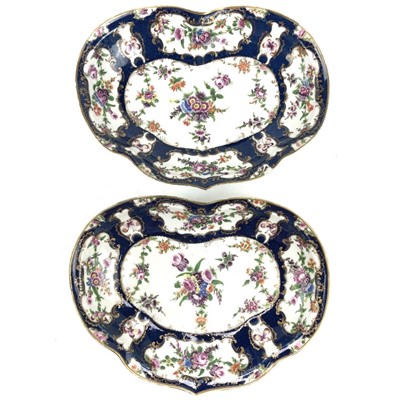 Lot 825 - A pair of Worcester blue scale porcelain...