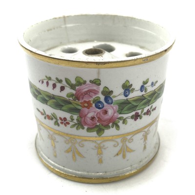 Lot 832 - A 19th century English porcelain pen holder,...