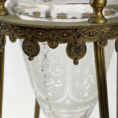 Lot 102 - A Victorian etched glass amphora shape vase,...