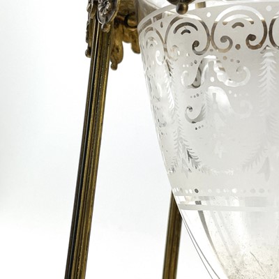 Lot 102 - A Victorian etched glass amphora shape vase,...