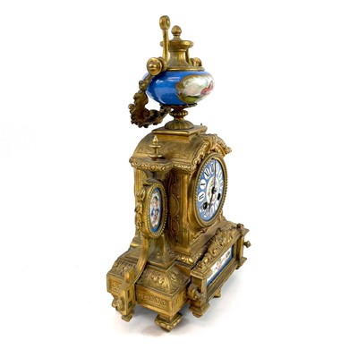 Lot 1705 - A French gilt spelter mantel clock.