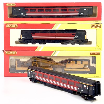 Lot 607 - Hornby 00 Railway Virgin Livery Class 47 Diesel plus 2 Coaches.