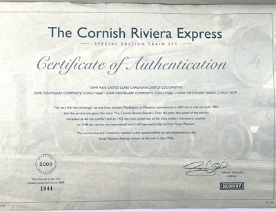 Lot 601 - Hornby Model Railway 00 Gauge "The  Cornish Riviera Express" Presentation Set R1102.