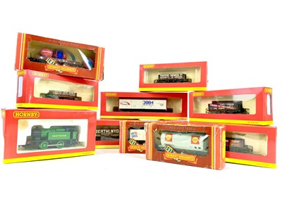 Lot 604 - Hornby Model Railway 0-4-0 Tank Engine & 10 Boxed Wagons.