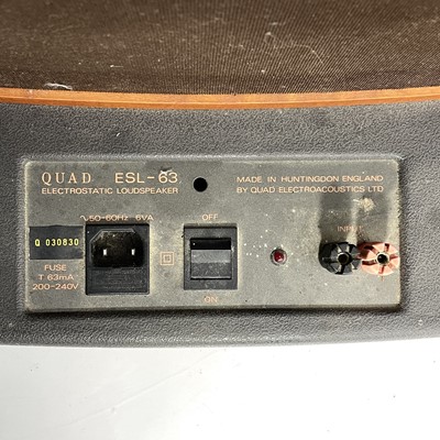 Lot 16 - A Pair of 'Quad' ESL-63 electrostatic loudspeakers.
