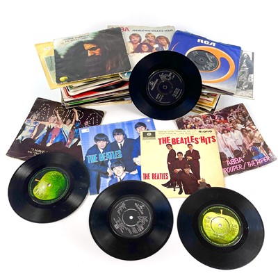 Lot 105 - THE BEATLES. Over fifty 7" singles both by the band ad solo work.
