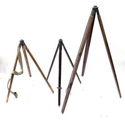 Lot 388 - An early 20th century theodolite tripod stand...