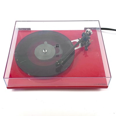 Lot 13 - A stylish red Rega RP6 turntable.